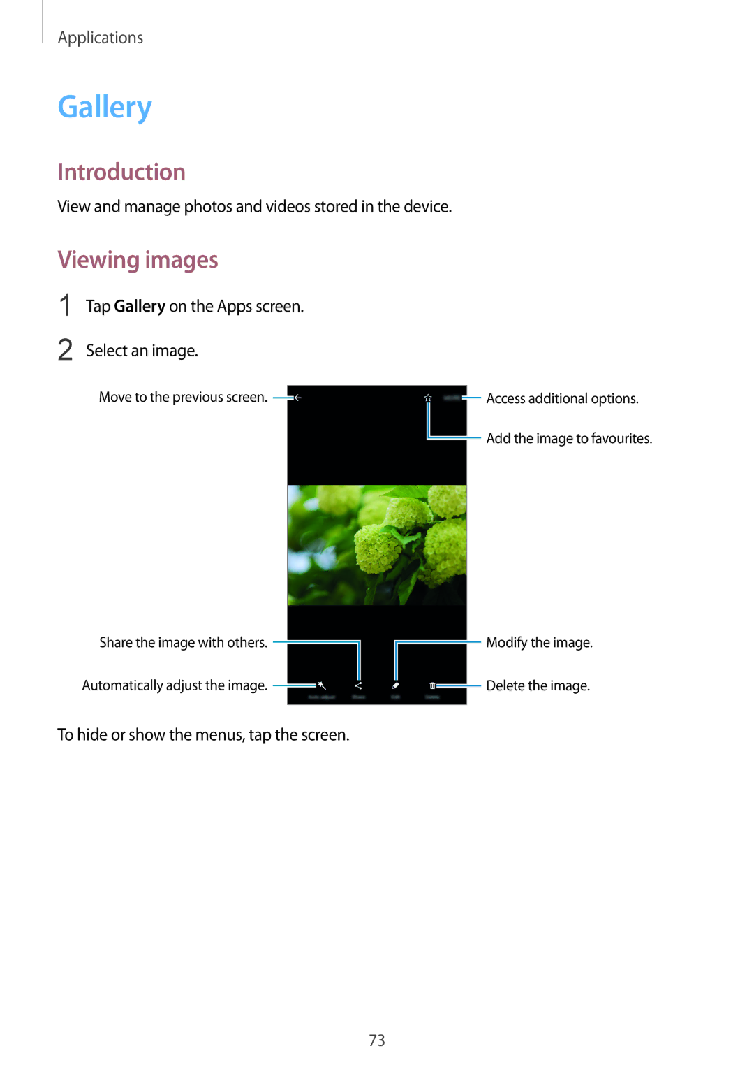 Samsung SM-A910FZDDXXV manual Gallery, Viewing images 