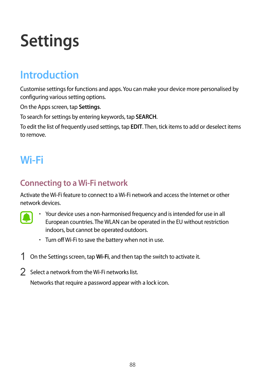 Samsung SM-A910FZDDXXV manual Introduction, Connecting to a Wi-Fi network 