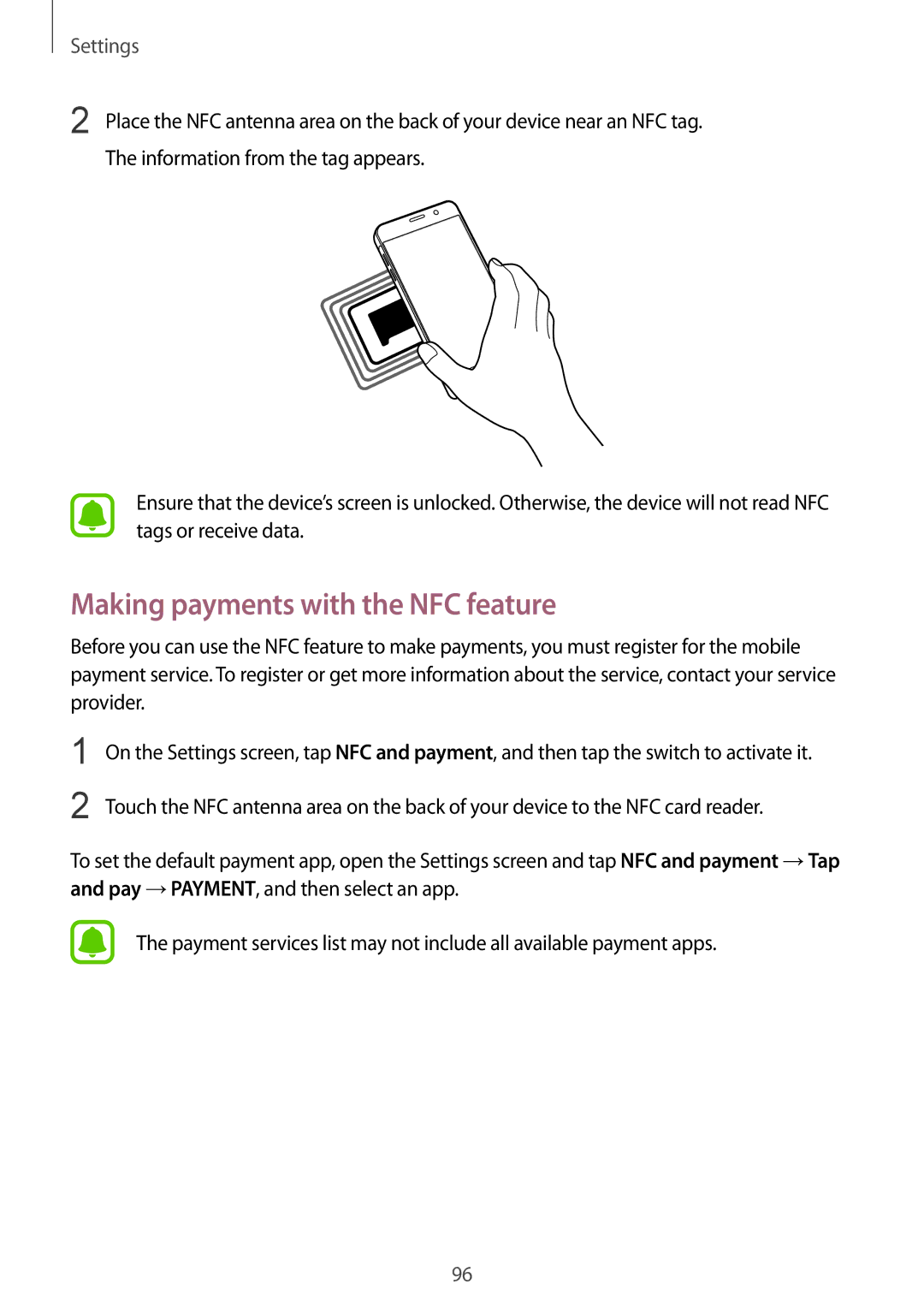 Samsung SM-A910FZDDXXV manual Making payments with the NFC feature 