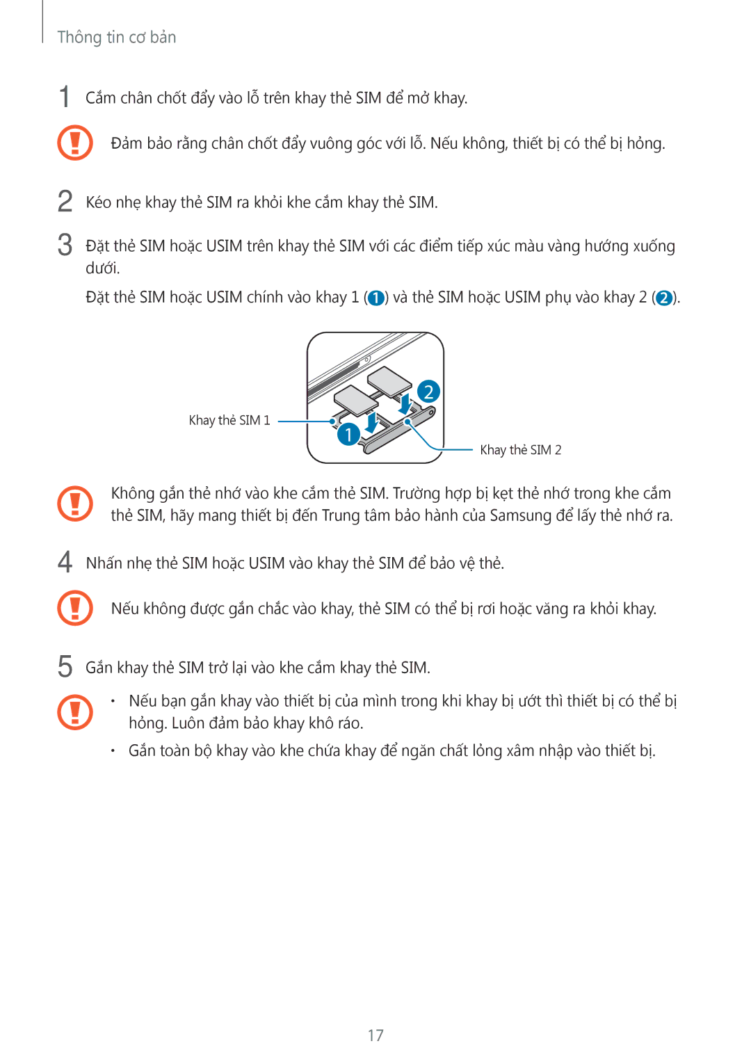 Samsung SM-A910FZDDXXV manual Khay thẻ SIM 