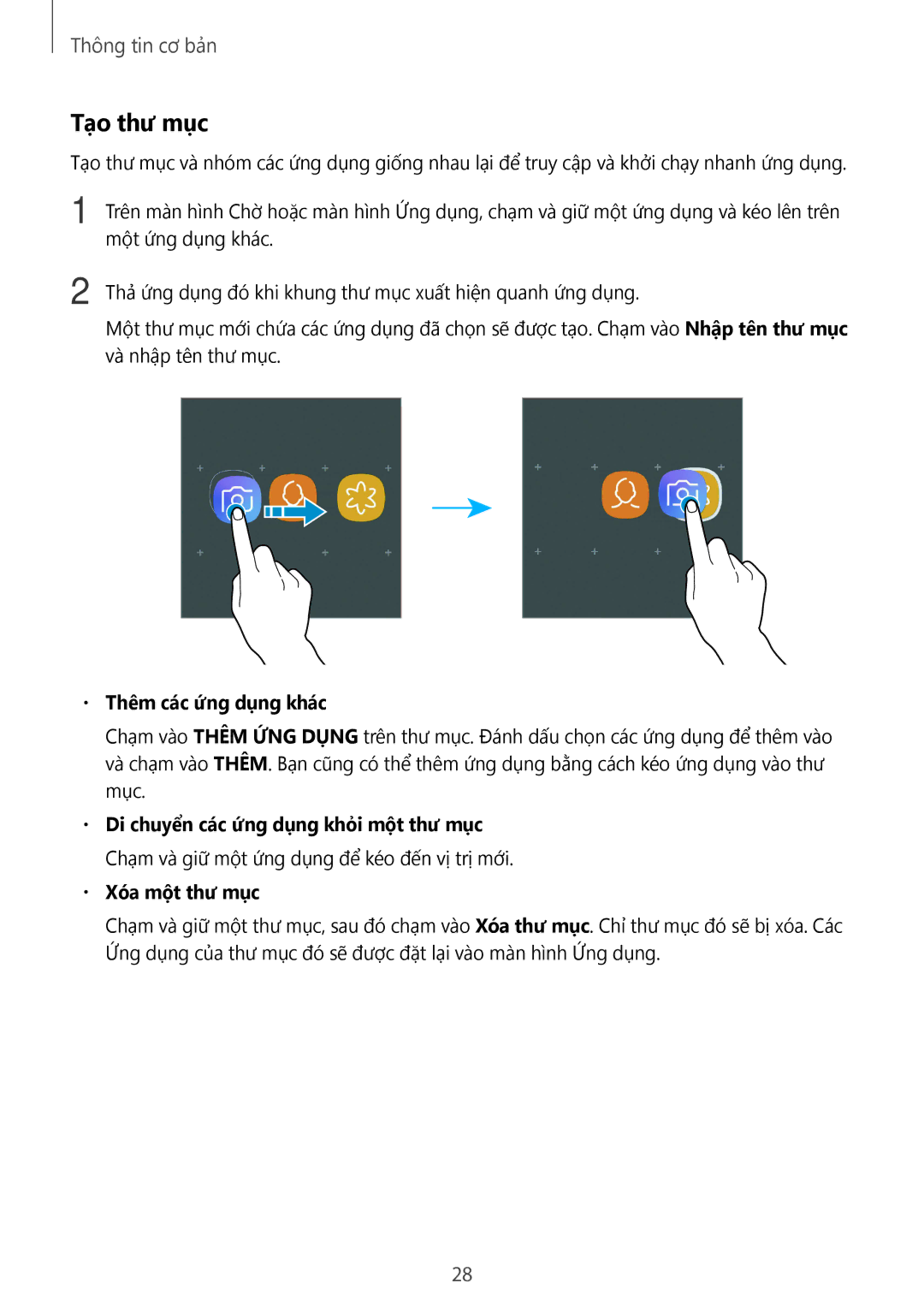 Samsung SM-A910FZDDXXV manual Tạo thư mục, Thêm các ứng dụng khác 