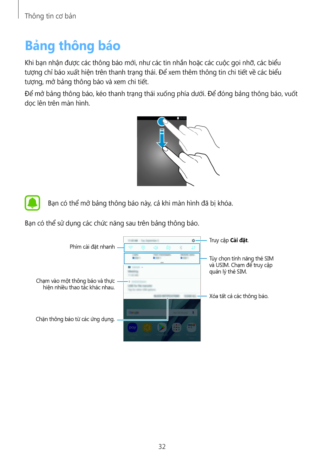 Samsung SM-A910FZDDXXV manual Bảng thông báo 