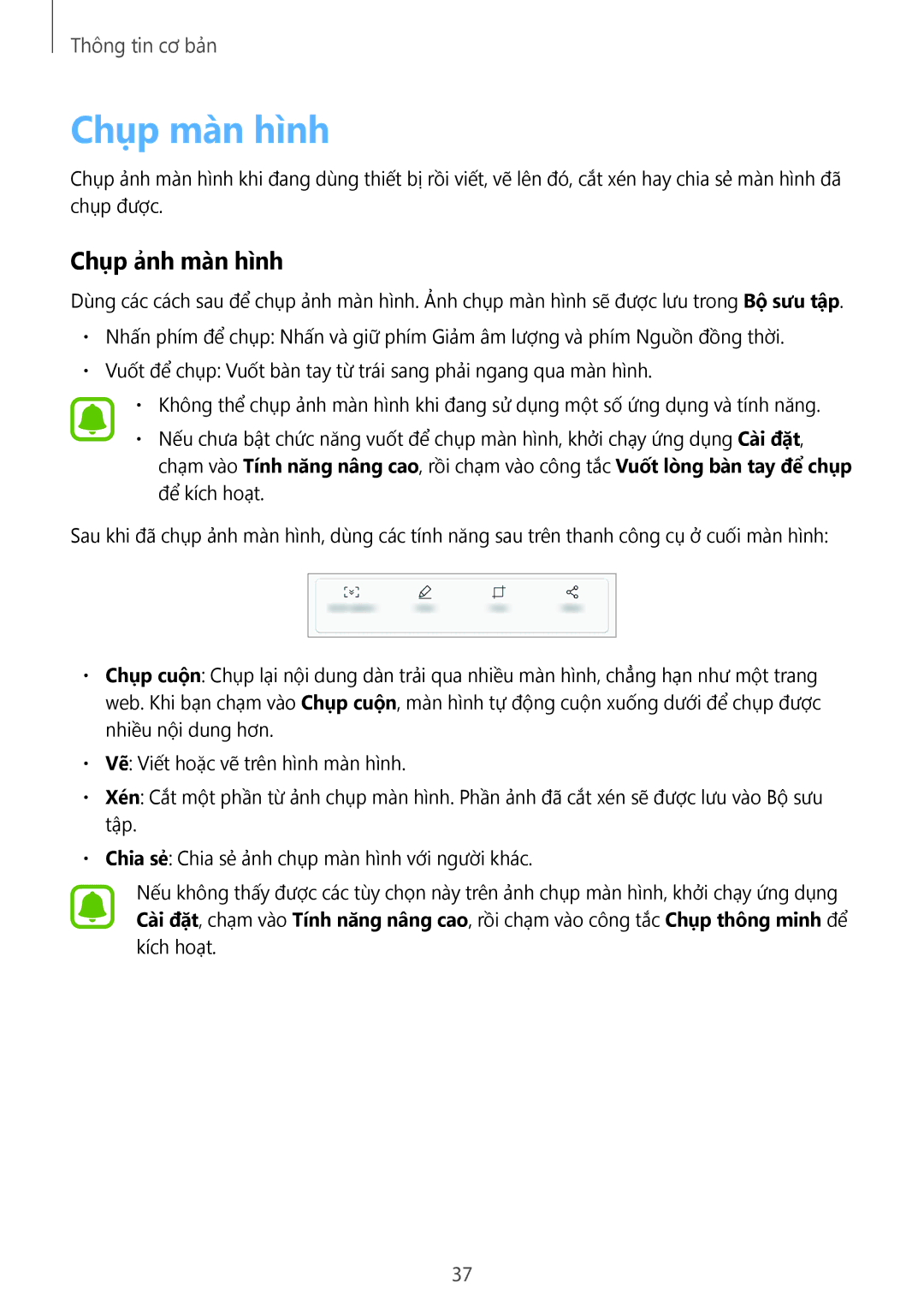 Samsung SM-A910FZDDXXV manual Chụp màn hình, Chụp ảnh màn hình 