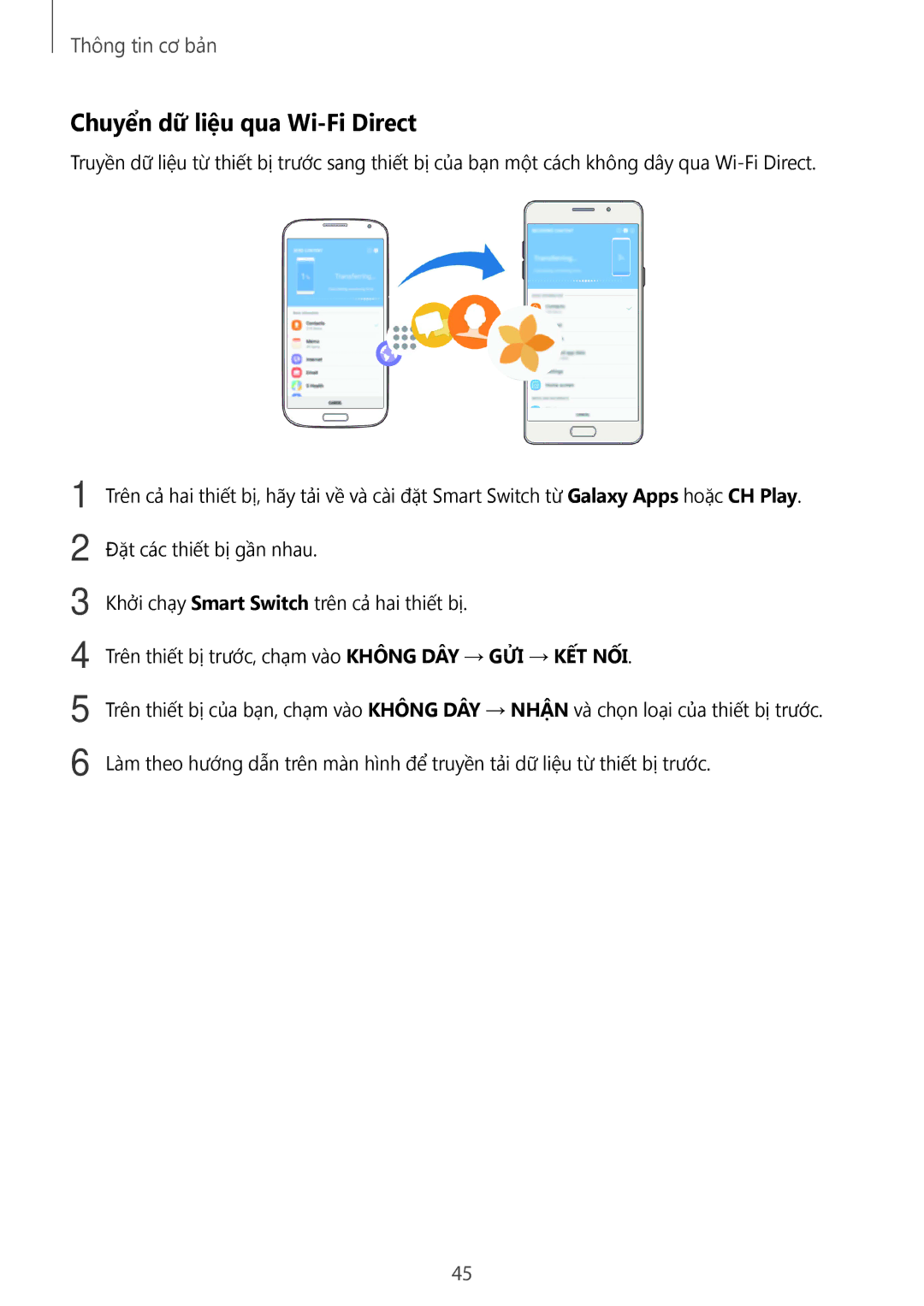 Samsung SM-A910FZDDXXV manual Chuyển dữ liệu qua Wi-Fi Direct 