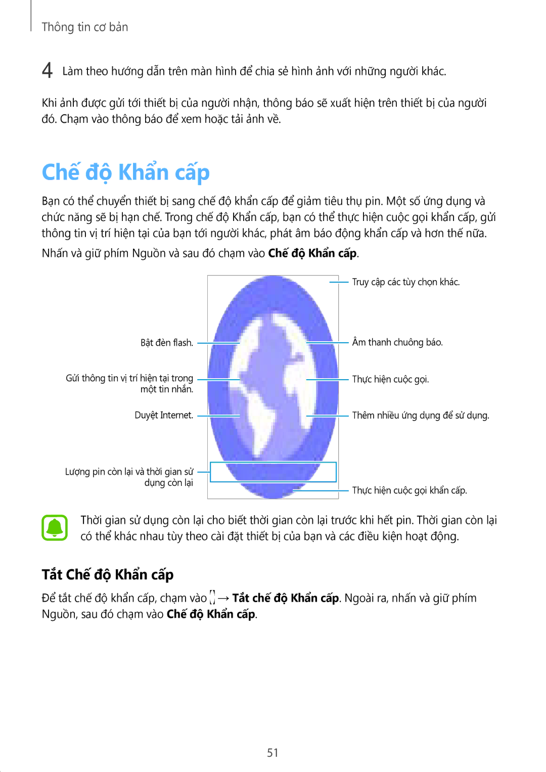 Samsung SM-A910FZDDXXV manual Tắt Chế độ Khẩn cấp 