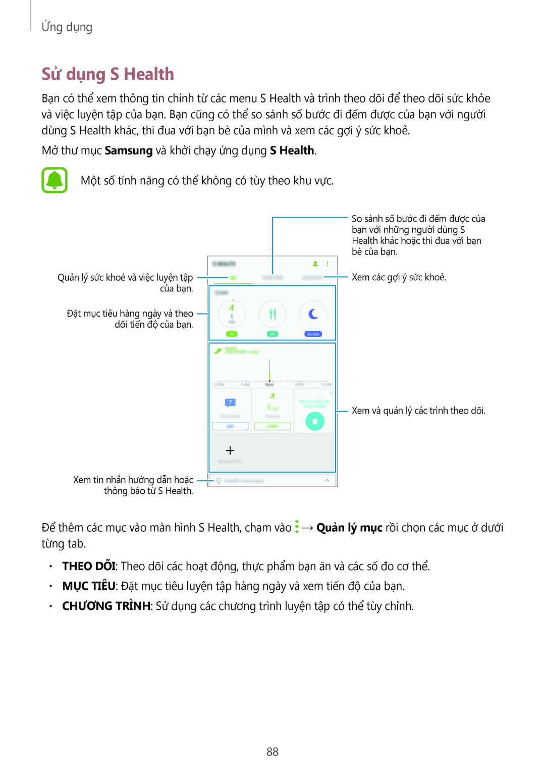 Samsung SM-A910FZDDXXV manual Sử dụng S Health 