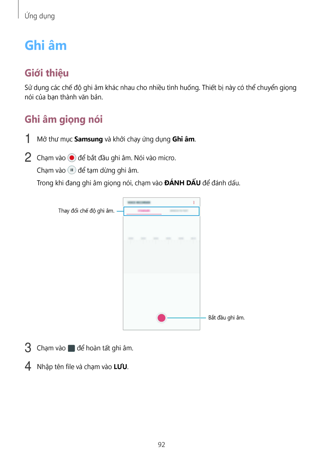Samsung SM-A910FZDDXXV manual Ghi âm giọng nói 