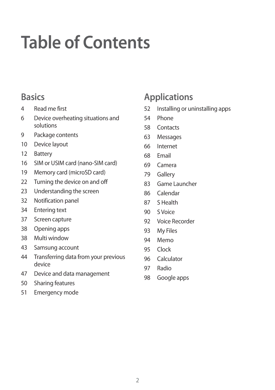 Samsung SM-A910FZDDXXV manual Table of Contents 