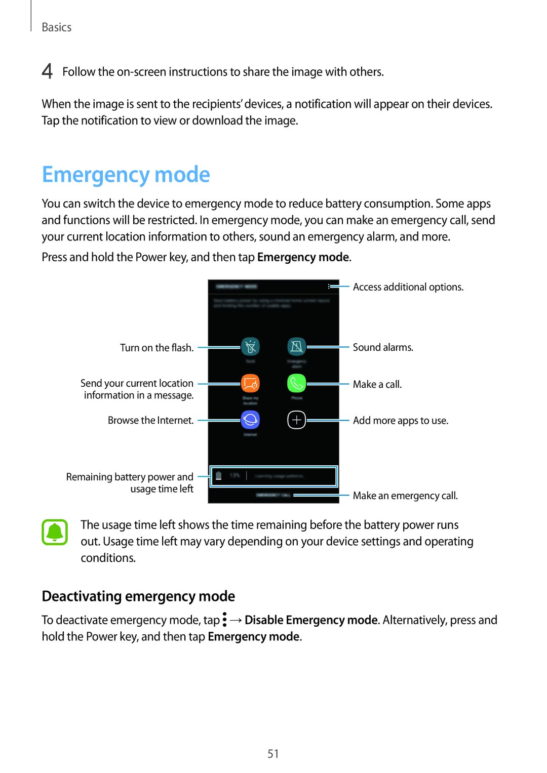 Samsung SM-A910FZDDXXV manual Emergency mode, Deactivating emergency mode 