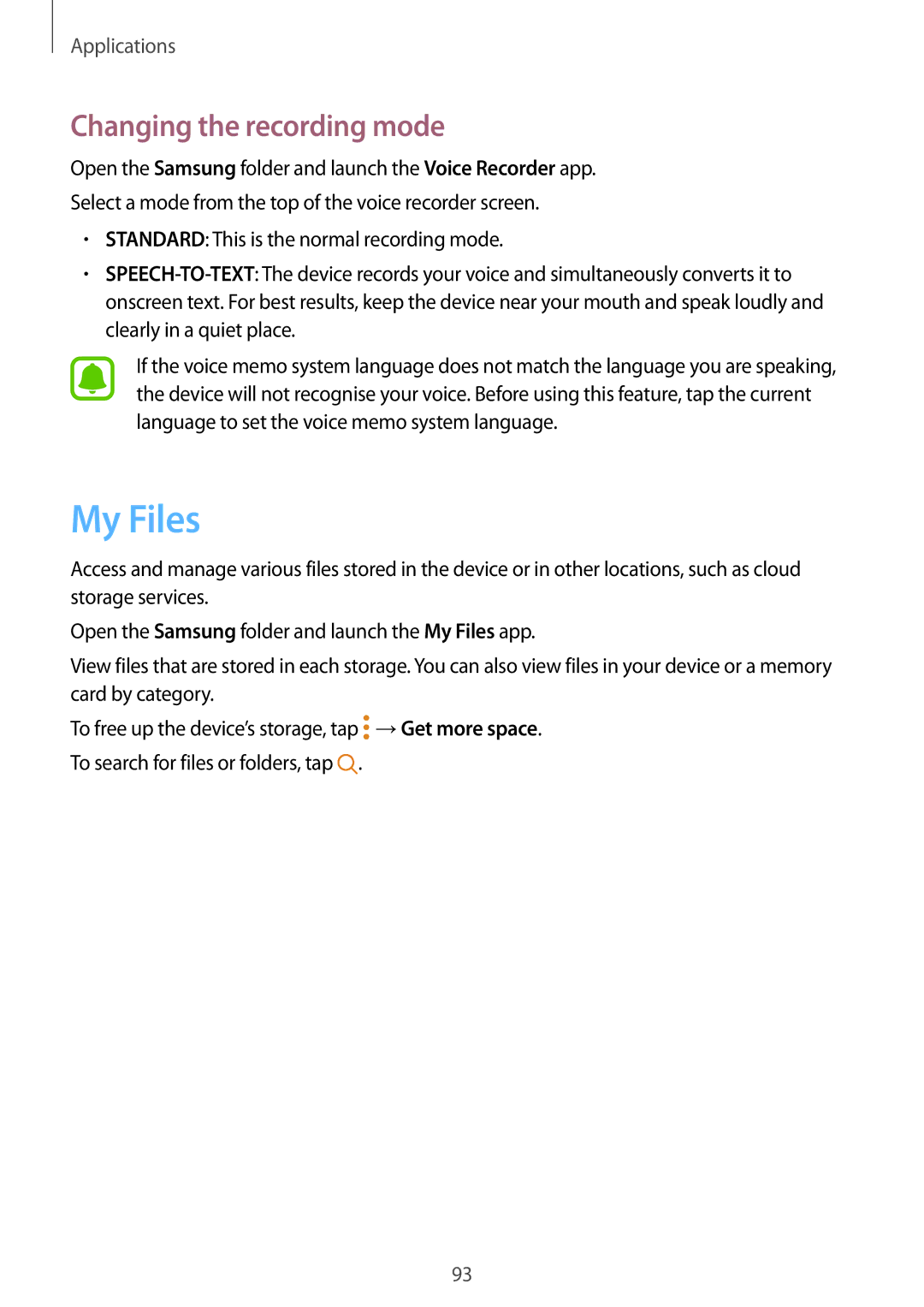 Samsung SM-A910FZDDXXV manual My Files, Changing the recording mode 