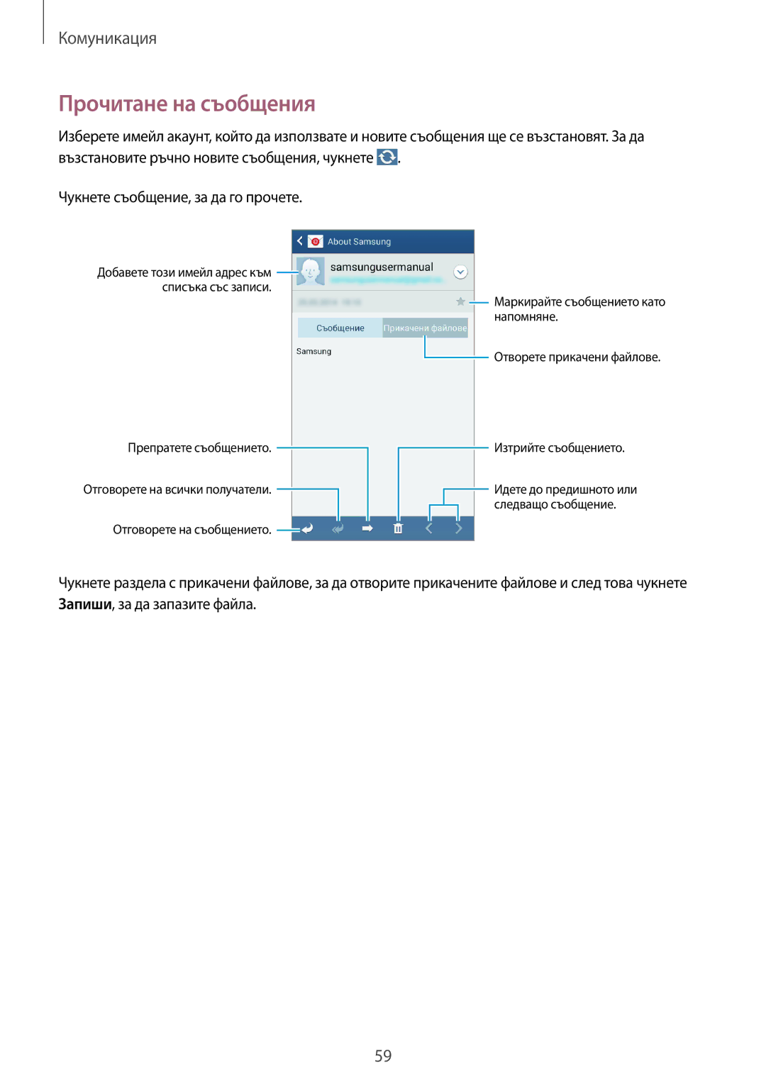 Samsung SM-C1010ZWABGL, SM-C1010ZKABGL manual Прочитане на съобщения 