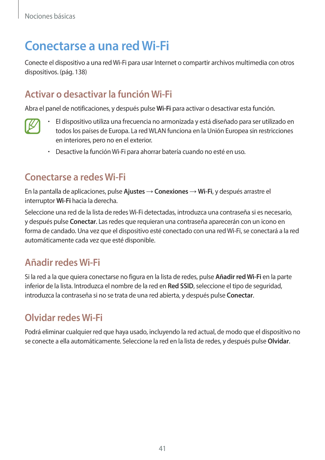 Samsung SM-C1010ZWAPHE manual Conectarse a una red Wi-Fi, Activar o desactivar la función Wi-Fi, Conectarse a redes Wi-Fi 