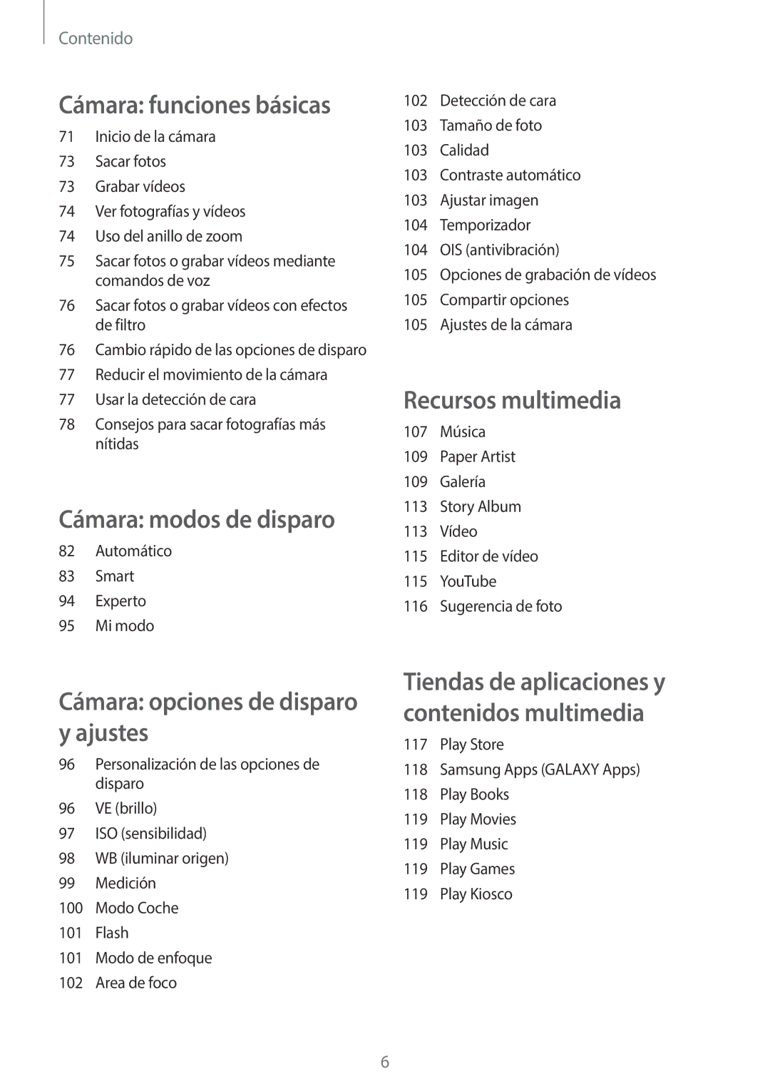 Samsung SM-C1010ZKAPHE, SM-C1010ZWAPHE manual Cámara opciones de disparo y ajustes 