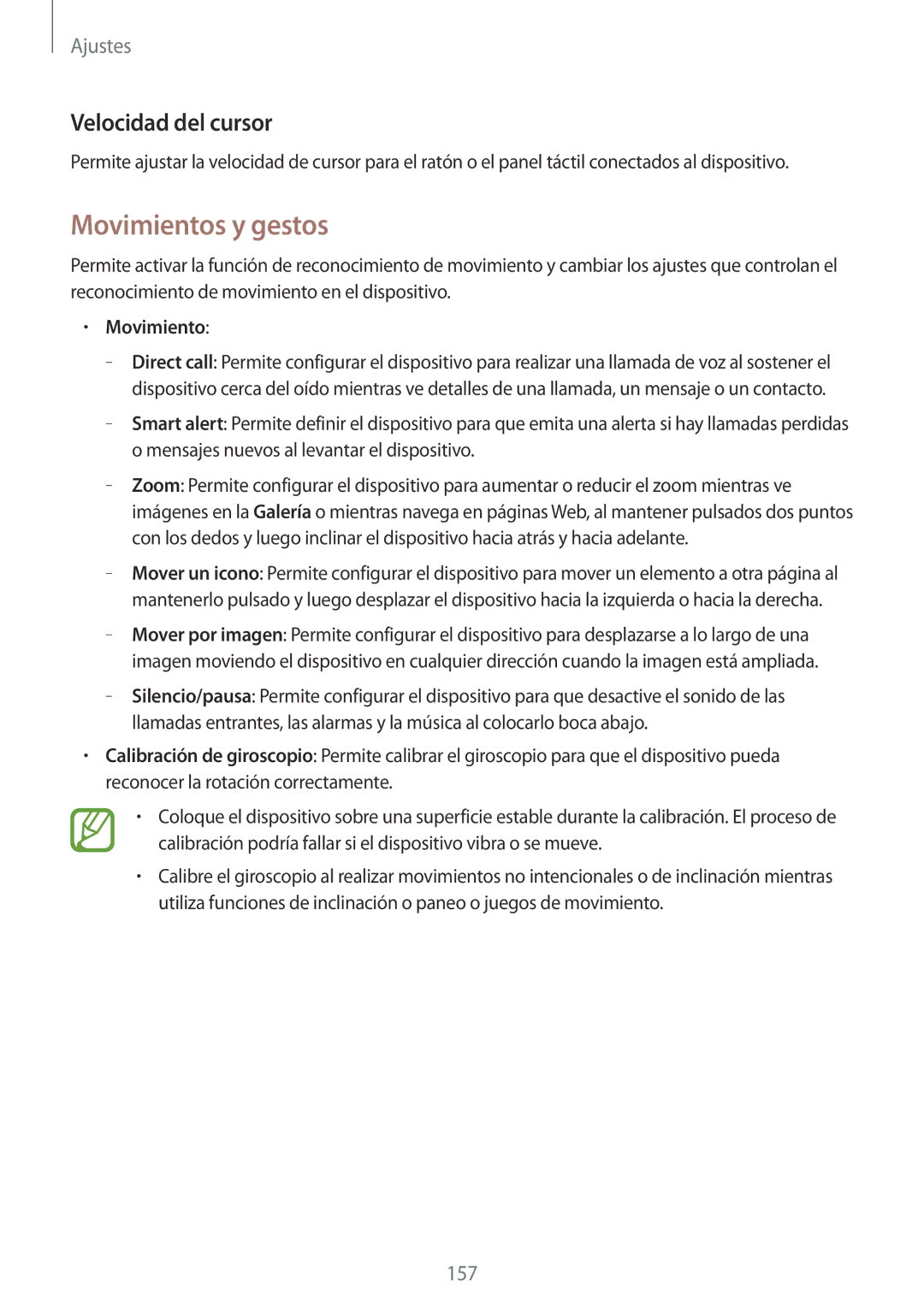 Samsung SM-C1010ZWAPHE, SM-C1010ZKAPHE manual Movimientos y gestos, Velocidad del cursor 