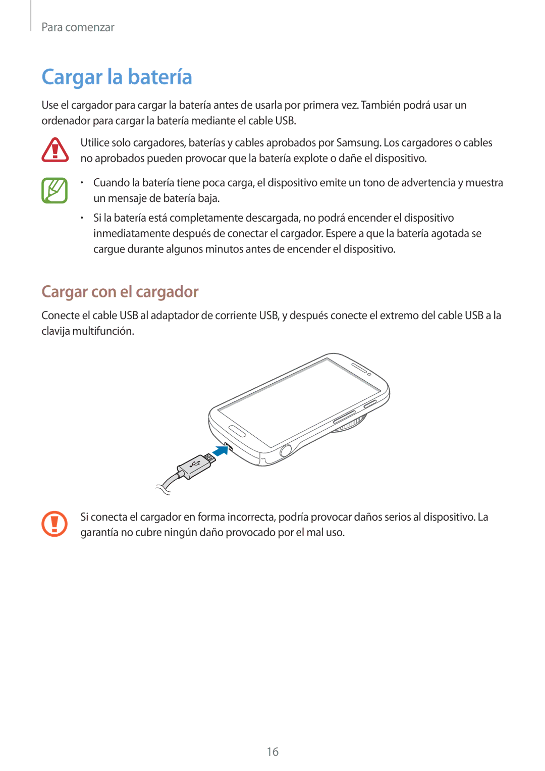 Samsung SM-C1010ZKAPHE, SM-C1010ZWAPHE manual Cargar la batería, Cargar con el cargador 