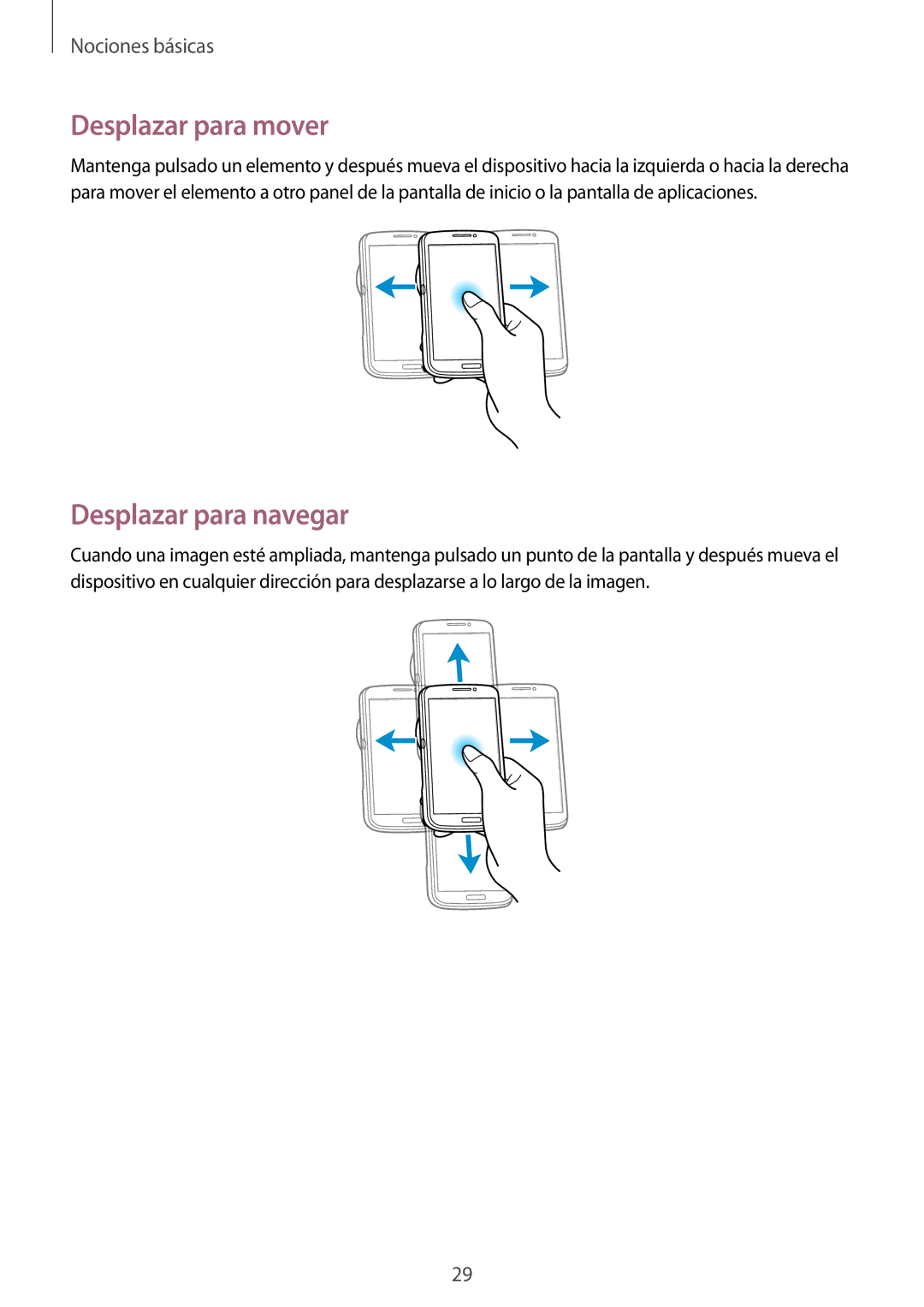 Samsung SM-C1010ZWAPHE, SM-C1010ZKAPHE manual Desplazar para mover, Desplazar para navegar 