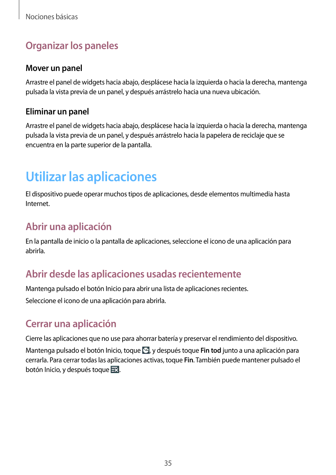 Samsung SM-C1010ZWAPHE Utilizar las aplicaciones, Abrir una aplicación, Abrir desde las aplicaciones usadas recientemente 