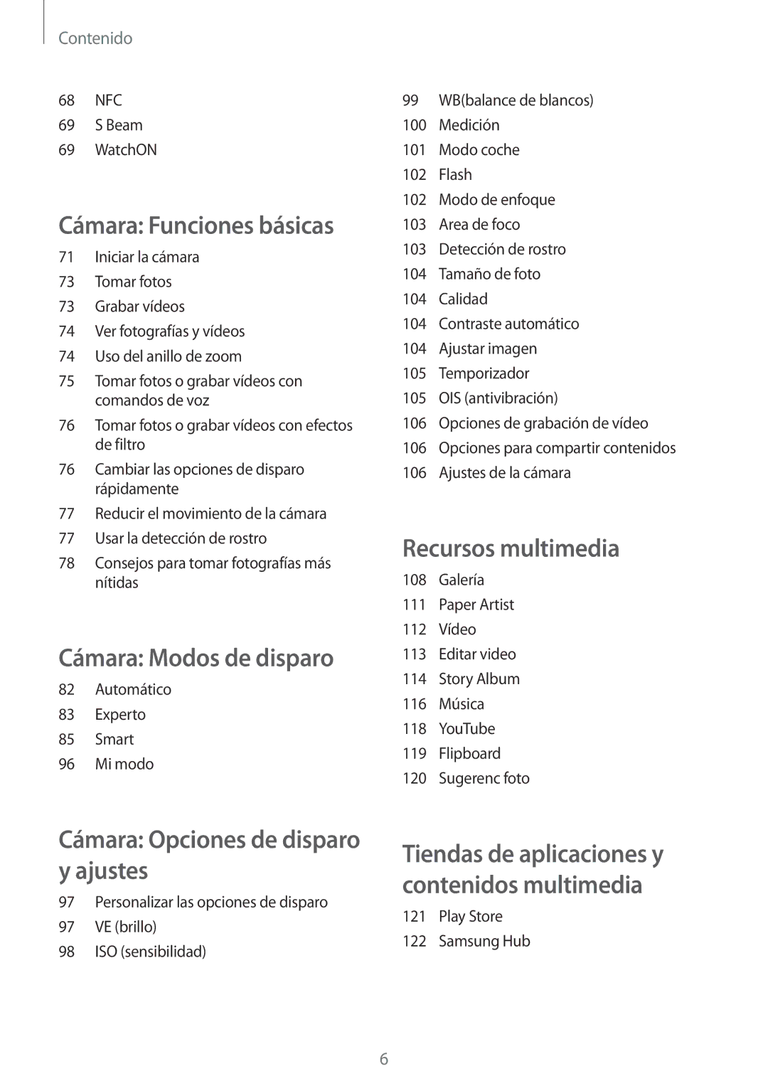 Samsung SM-C1010ZKAPHE, SM-C1010ZWAPHE manual Cámara Modos de disparo 