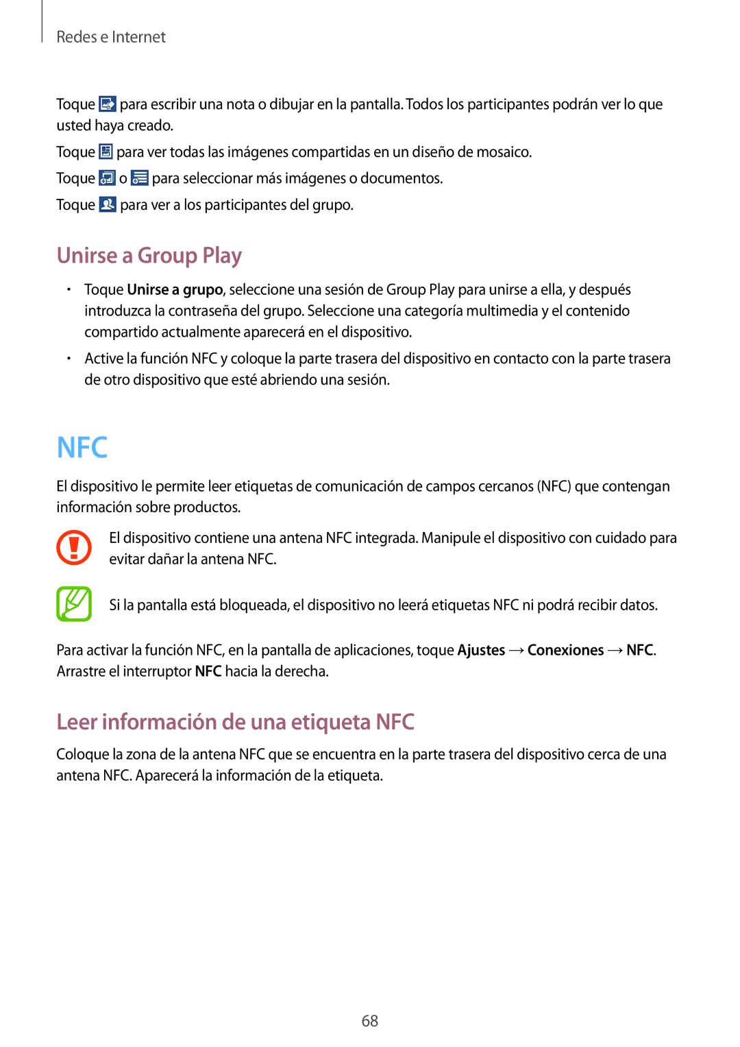 Samsung SM-C1010ZKAPHE, SM-C1010ZWAPHE manual Unirse a Group Play, Leer información de una etiqueta NFC 