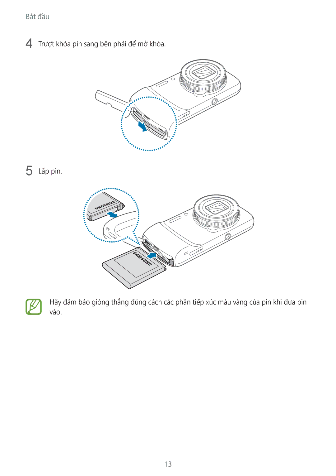 Samsung SM-C1010ZWAXEV, SM-C1010ZKAXEV manual Bắt đầu 