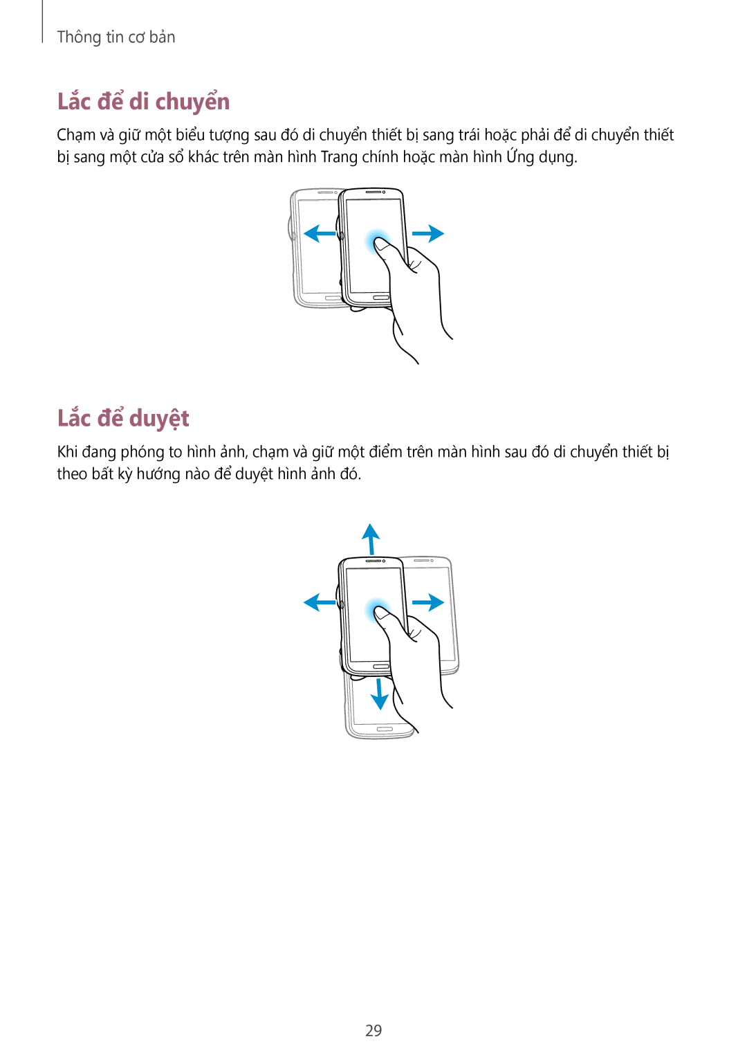 Samsung SM-C1010ZWAXEV, SM-C1010ZKAXEV manual Lắc để di chuyển, Lắc để duyệt 
