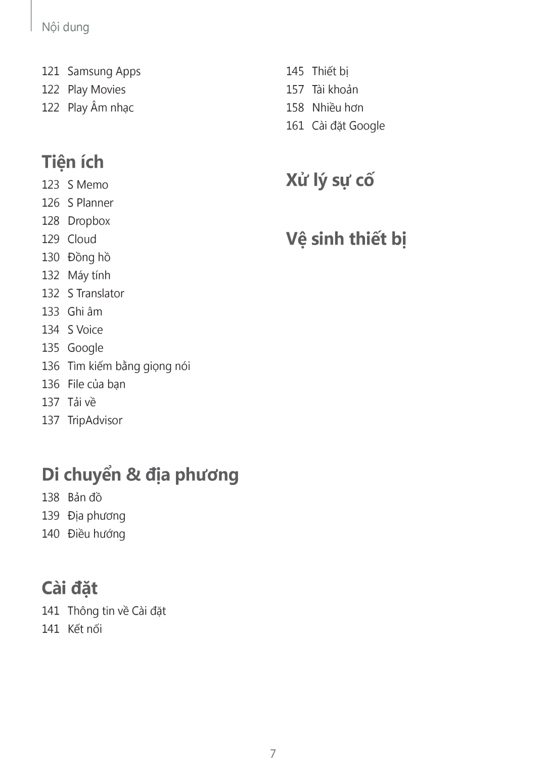 Samsung SM-C1010ZWAXEV, SM-C1010ZKAXEV manual Di chuyển & địa phương 