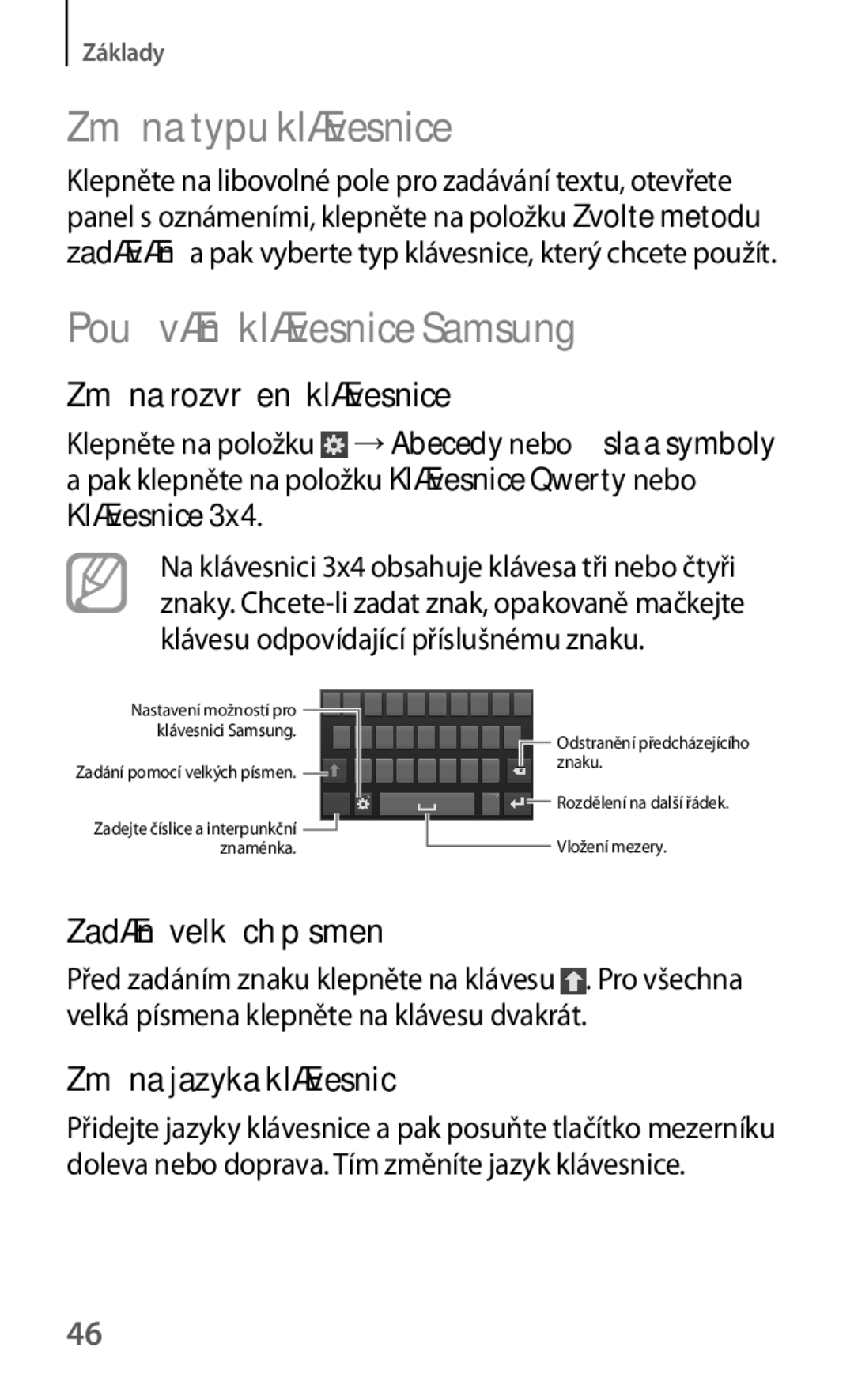 Samsung SM-C1010ZWAXSK, SM-C1010ZWAEUR Změna typu klávesnice, Používání klávesnice Samsung, Změna rozvržení klávesnice 