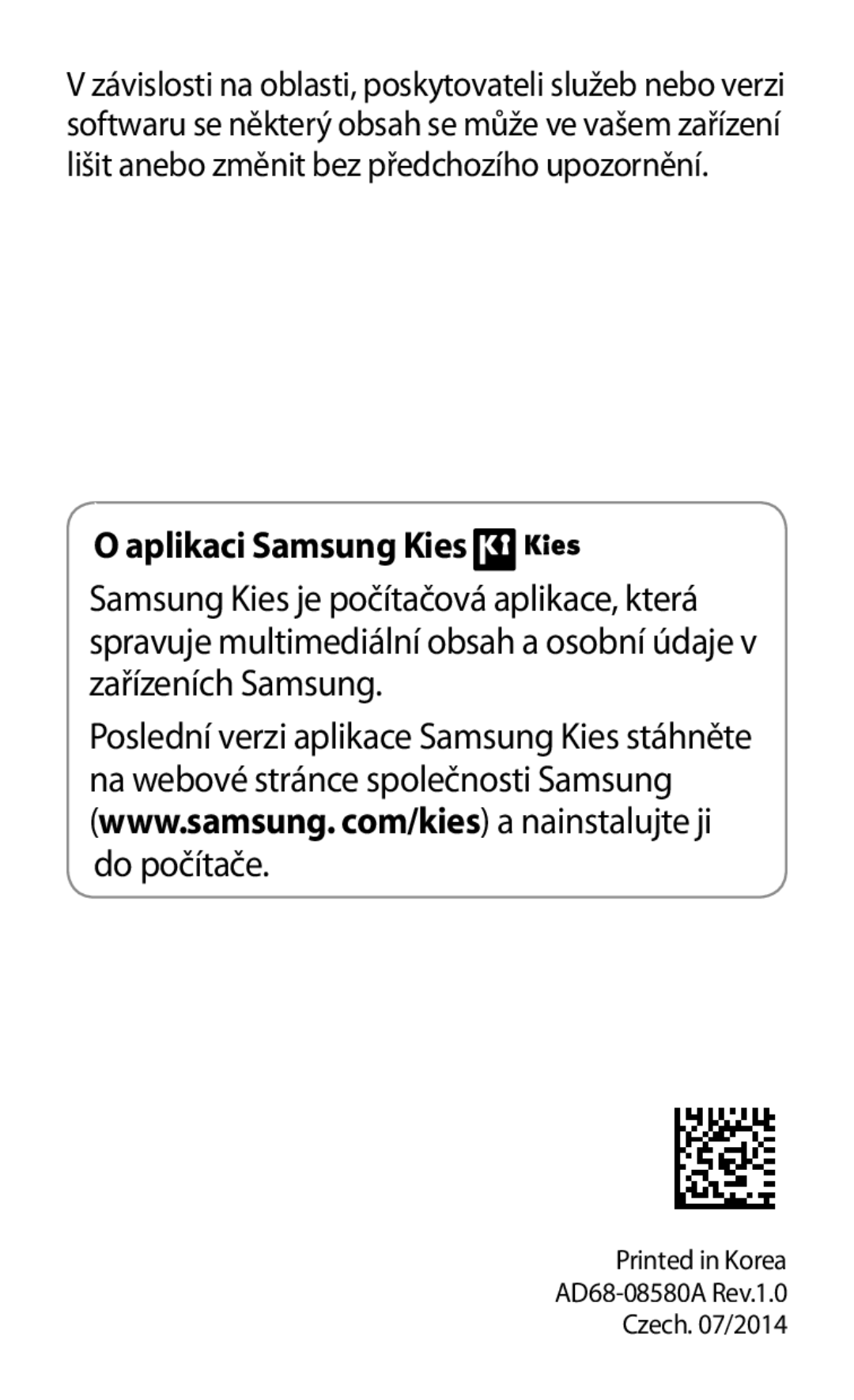 Samsung SM-C1010ZWABGL, SM-C1010ZWAEUR, SM-C1010ZKAATO, SM-C1010ZKAXEZ, SM-C1010ZWAATO manual Aplikaci Samsung Kies 