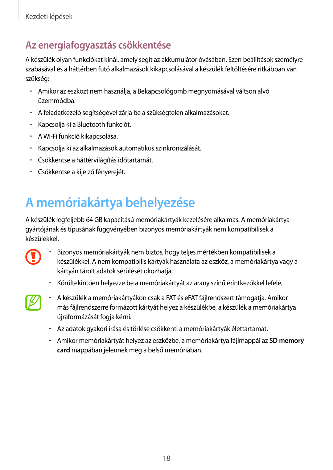 Samsung SM-C1010ZKAXEH, SM-C1010ZWAEUR, SM-C1010ZWADBT manual Memóriakártya behelyezése, Az energiafogyasztás csökkentése 