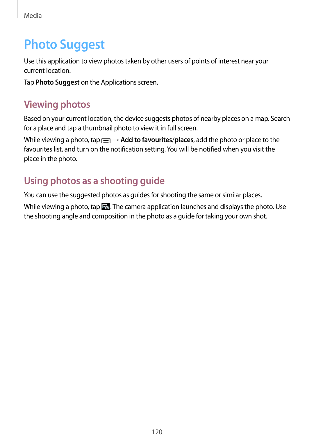 Samsung SM-C1010ZWADBT, SM-C1010ZWAEUR, SM-C1010ZWAXEO manual Photo Suggest, Viewing photos, Using photos as a shooting guide 