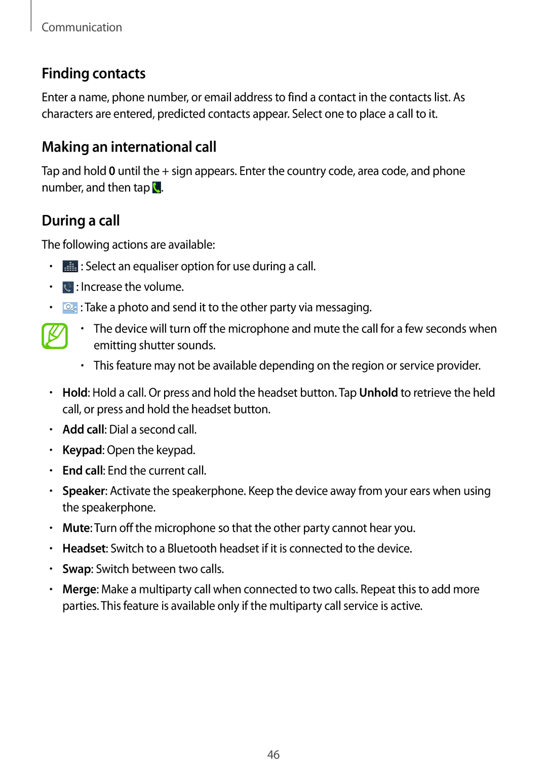 Samsung SM-C1010ZWATUR, SM-C1010ZWAEUR, SM-C1010ZWAXEO manual Finding contacts, Making an international call, During a call 