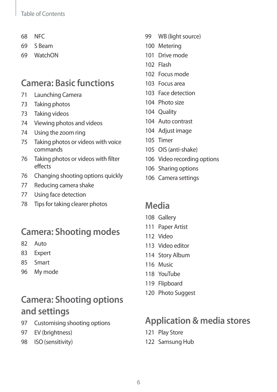 Samsung SM-C1010ZKATPH, SM-C1010ZWAEUR, SM-C1010ZWAXEO, SM-C1010ZKADBT, SM-C1010ZWADBT, SM-C1010ZKAEUR Camera Shooting modes 