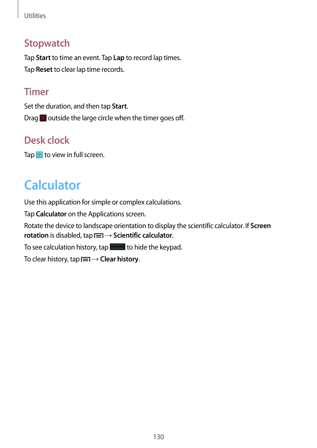 Samsung SM-C1010ZKASEB, SM-C1010ZWAEUR, SM-C1010ZWAXEO Calculator, Stopwatch, Timer, Desk clock, Tap to view in full screen 