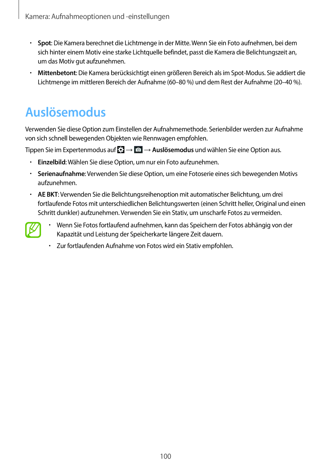 Samsung SM-C1010ZWAXEO, SM-C1010ZWAEUR, SM-C1010ZKADBT, SM-C1010ZWADBT, SM-C1010ZKAEUR, SM-C1010ZKATUR manual Auslösemodus 