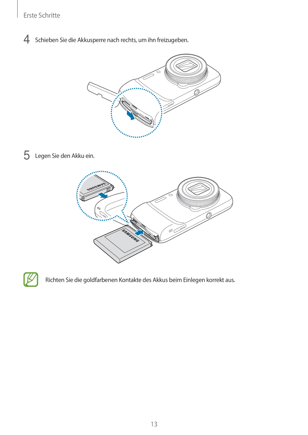 Samsung SM-C1010ZKAEUR, SM-C1010ZWAEUR, SM-C1010ZWAXEO, SM-C1010ZKADBT, SM-C1010ZWADBT, SM-C1010ZKATUR manual Erste Schritte 