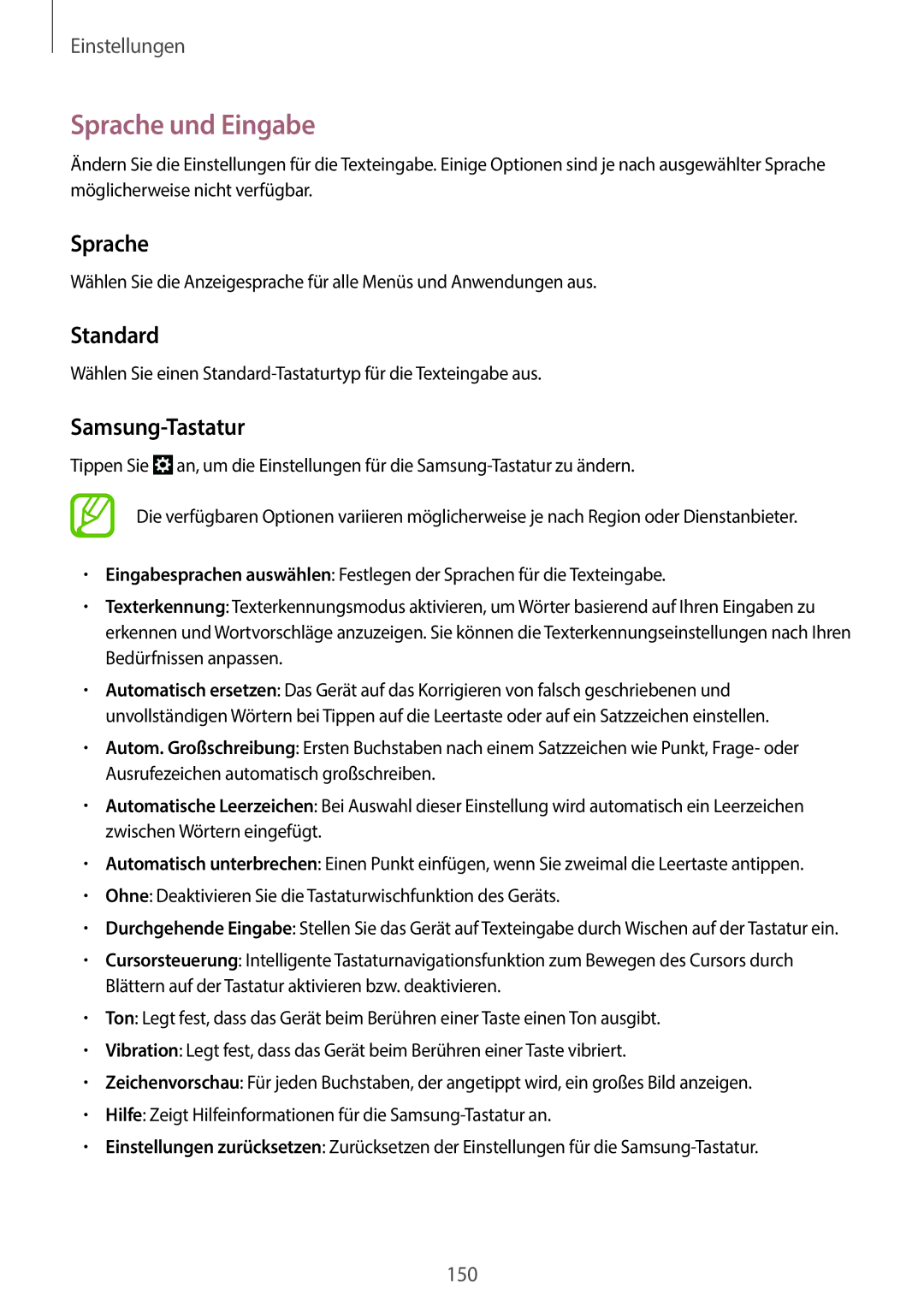 Samsung SM-C1010ZKATPH, SM-C1010ZWAEUR, SM-C1010ZWAXEO, SM-C1010ZKADBT manual Sprache und Eingabe, Standard, Samsung-Tastatur 