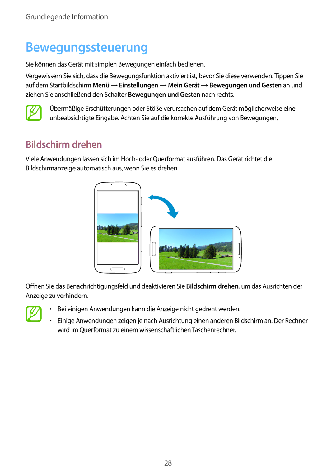 Samsung SM-C1010ZWAXEO, SM-C1010ZWAEUR, SM-C1010ZKADBT, SM-C1010ZWADBT, SM-C1010ZKAEUR Bewegungssteuerung, Bildschirm drehen 