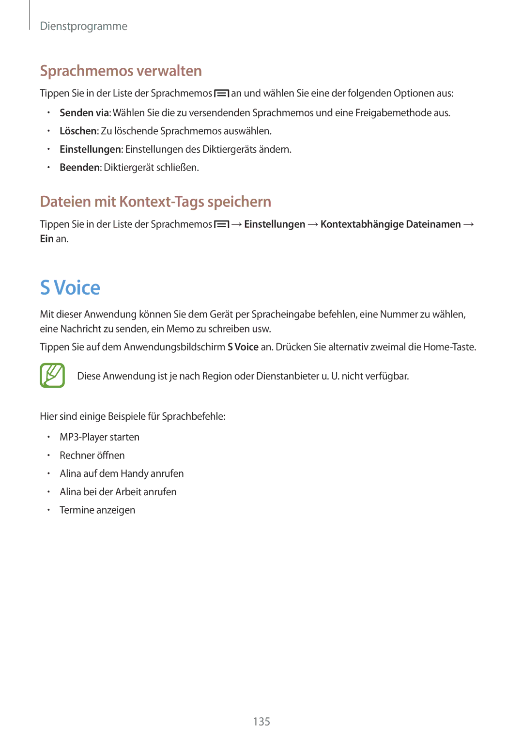 Samsung SM-C1010ZWAEUR, SM-C1010ZWAXEO, SM-C1010ZKADBT Voice, Sprachmemos verwalten, Dateien mit Kontext-Tags speichern 