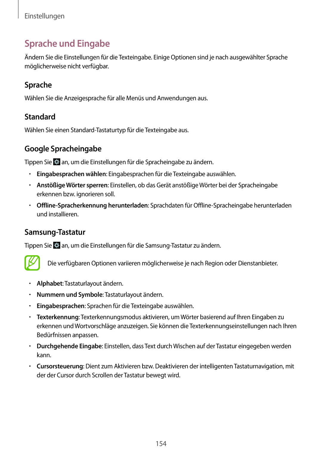 Samsung SM-C1010ZWAXEO, SM-C1010ZWAEUR manual Sprache und Eingabe, Standard, Google Spracheingabe, Samsung-Tastatur 