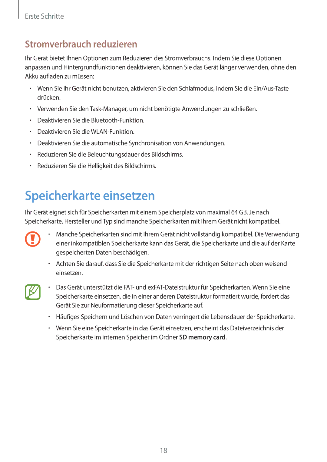 Samsung SM-C1010ZWAEUR, SM-C1010ZWAXEO, SM-C1010ZKADBT, SM-C1010ZWADBT Speicherkarte einsetzen, Stromverbrauch reduzieren 