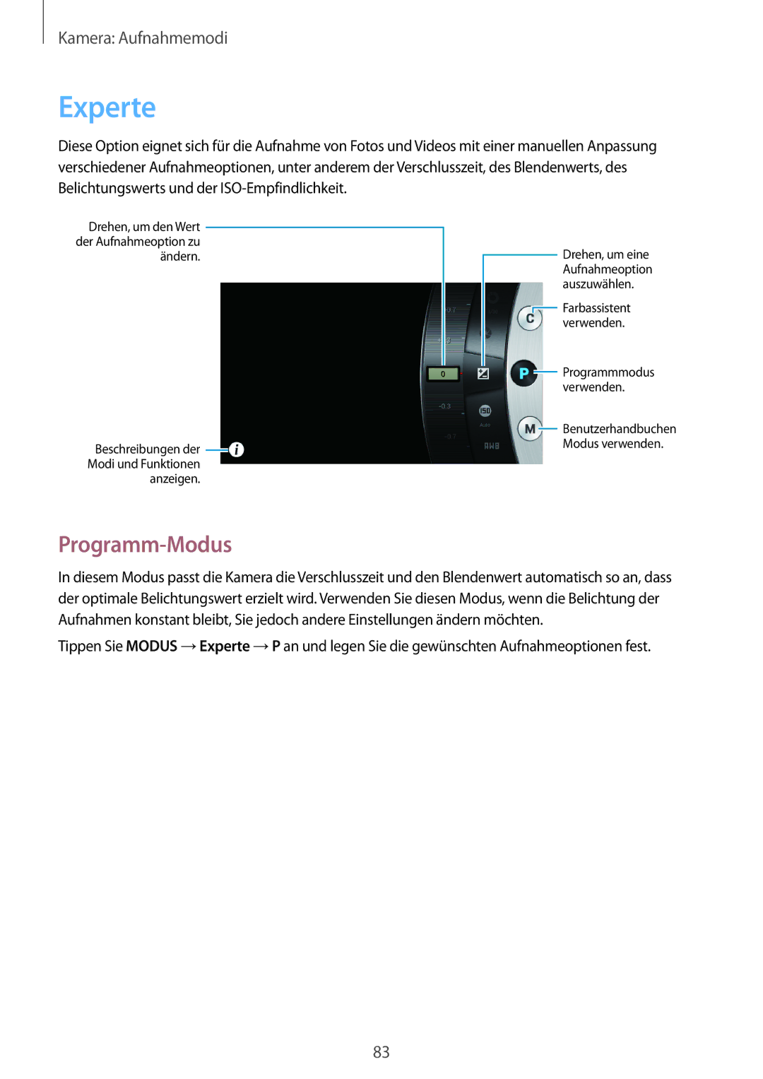 Samsung SM-C1010ZKADBT, SM-C1010ZWAEUR, SM-C1010ZWAXEO, SM-C1010ZWADBT, SM-C1010ZKAEUR, SM-C1010ZKATUR Experte, Programm-Modus 