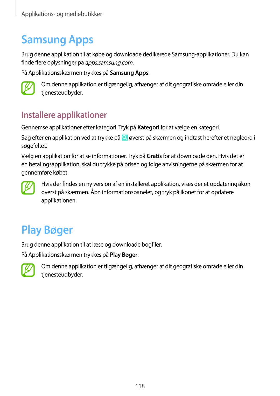 Samsung SM-C1010ZWANEE, SM-C1010ZKANEE manual Samsung Apps, Play Bøger 