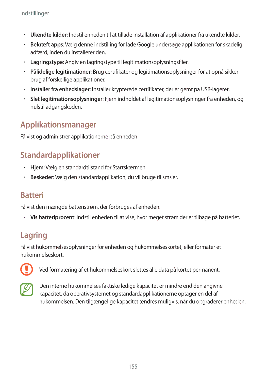 Samsung SM-C1010ZKANEE, SM-C1010ZWANEE manual Applikationsmanager, Standardapplikationer, Batteri, Lagring 