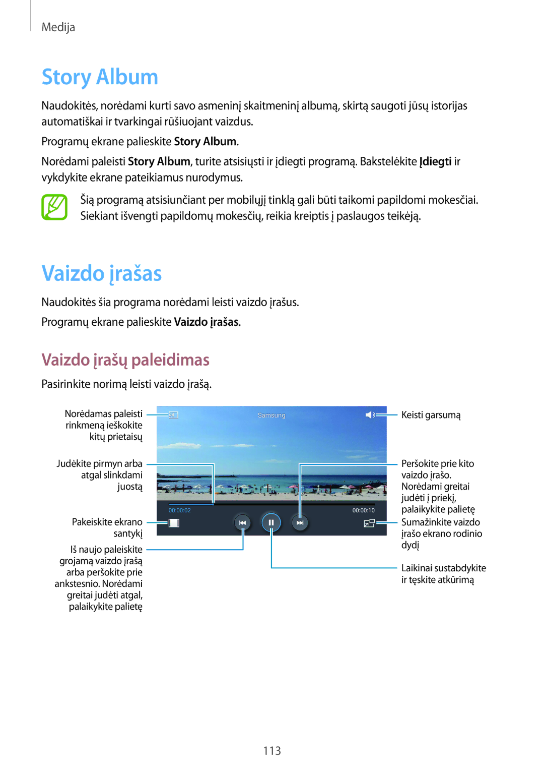 Samsung SM-C1010ZKASEB, SM-C1010ZWASEB manual Story Album, Vaizdo įrašas 