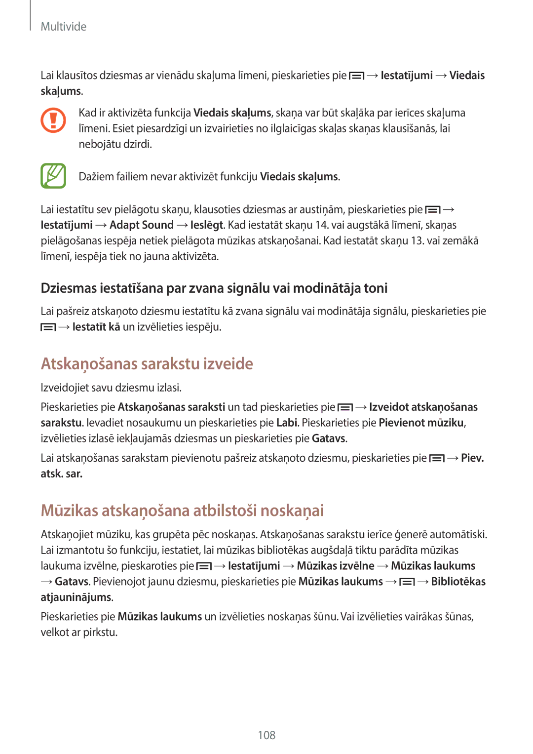 Samsung SM-C1010ZWASEB, SM-C1010ZKASEB Atskaņošanas sarakstu izveide, Mūzikas atskaņošana atbilstoši noskaņai, Atsk. sar 