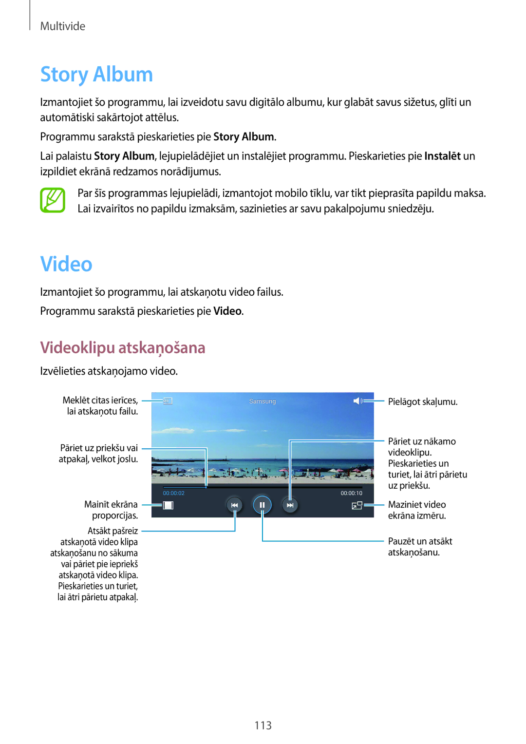 Samsung SM-C1010ZKASEB, SM-C1010ZWASEB manual Story Album, Video 