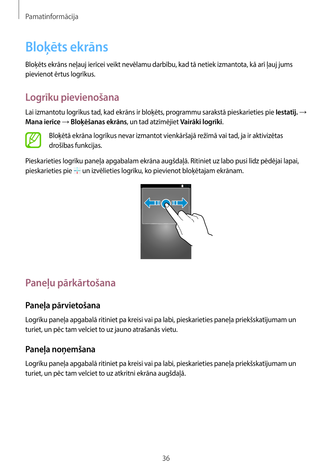 Samsung SM-C1010ZWASEB, SM-C1010ZKASEB manual Bloķēts ekrāns, Logrīku pievienošana 