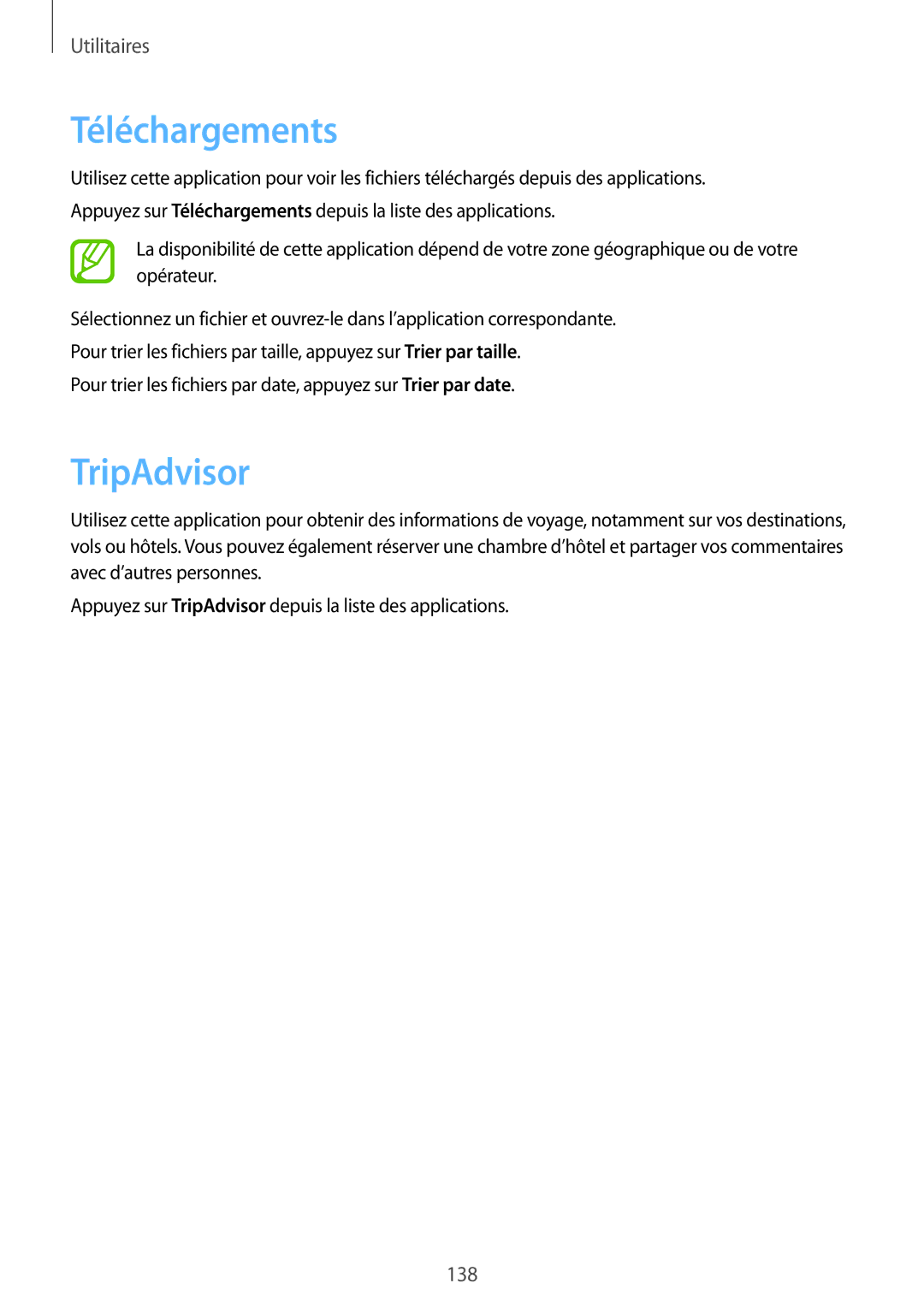 Samsung SM-C1010ZWAXEF, SM-C1010ZKAXEF manual Téléchargements, TripAdvisor 