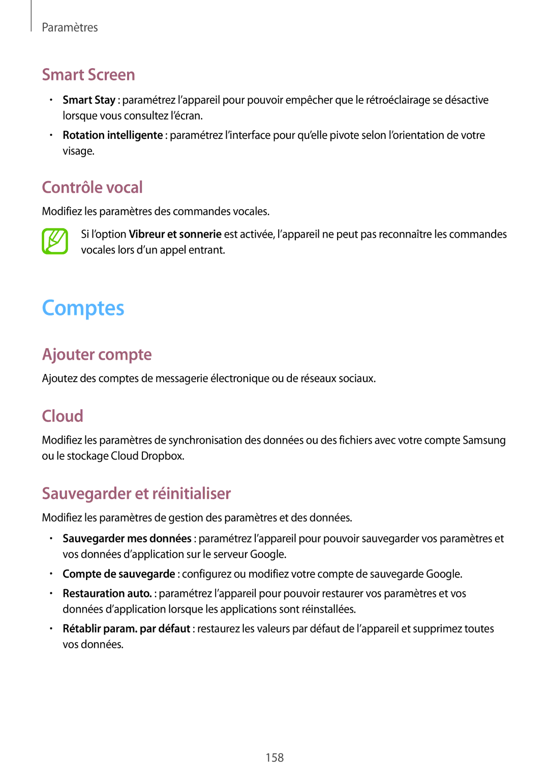 Samsung SM-C1010ZWAXEF, SM-C1010ZKAXEF manual Comptes 