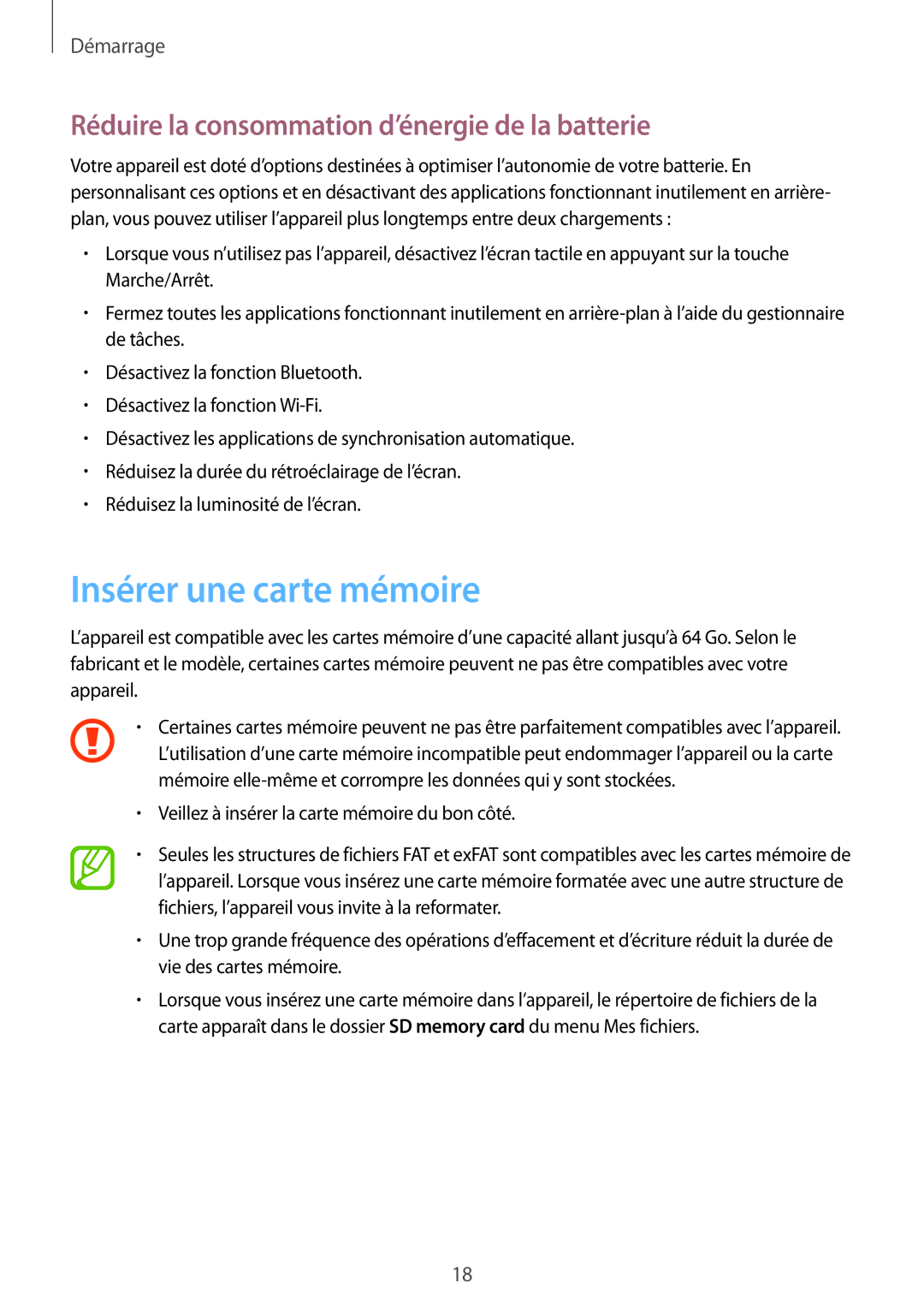 Samsung SM-C1010ZWAXEF, SM-C1010ZKAXEF manual Insérer une carte mémoire, Réduire la consommation d’énergie de la batterie 
